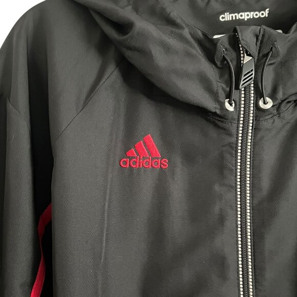 Adidas ClimaProof NC State University Zip Windbreaker Jacket XL Hood Black Red - Picture 11 of 14